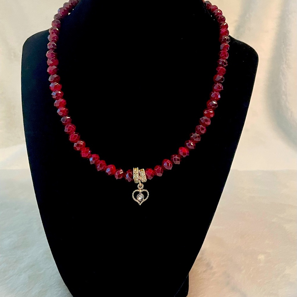 Handmade Garnet Czech Beaded Necklace